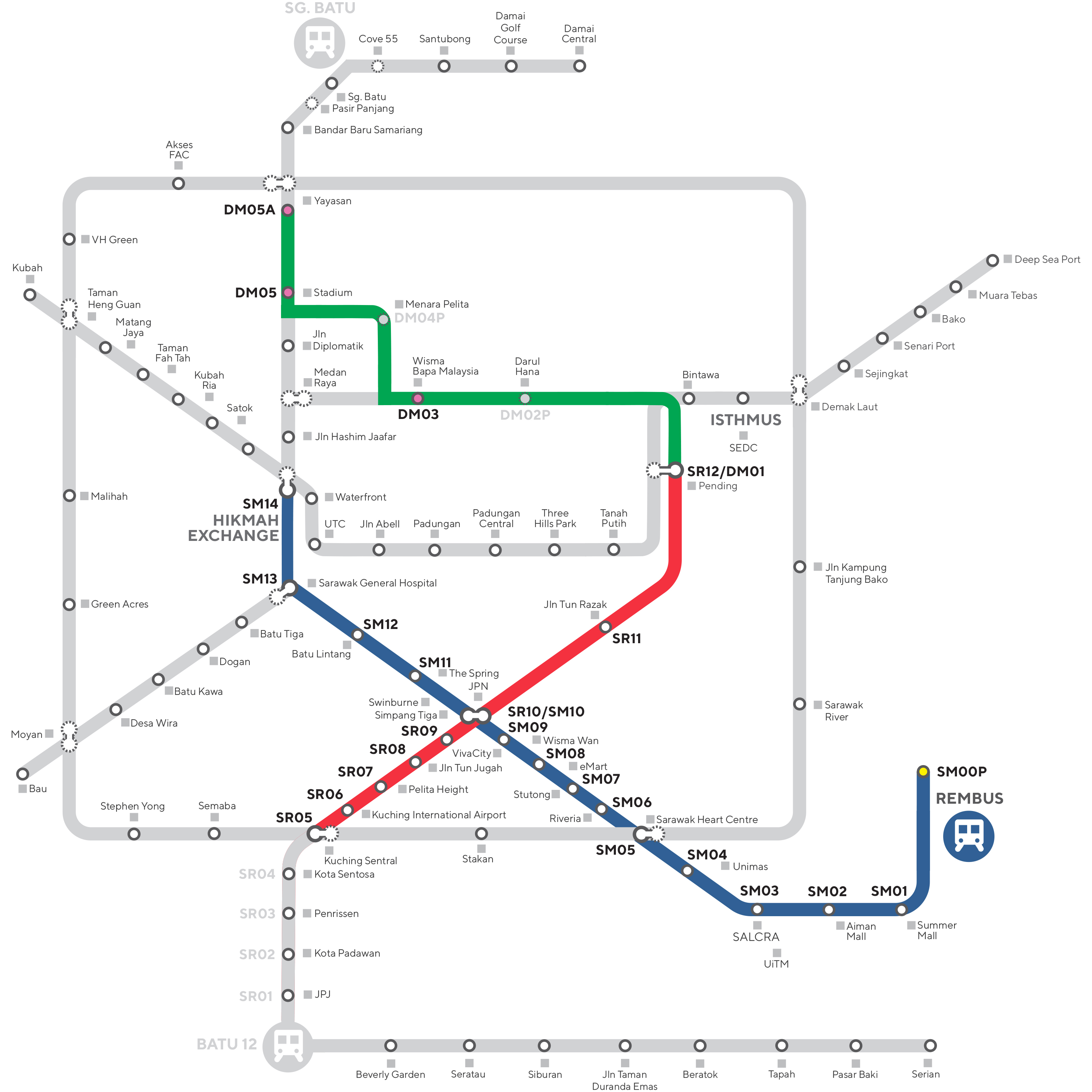 Kuching transit network map 古晋交通路线图